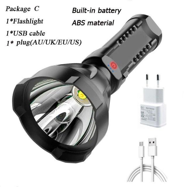 Rechargeable Adjustable USB LED Portable Rotary High Lumen Zoombale Super Strong Flashlight  Ultra-bright For Long-range  Outdoor  Camping Fishing Hiking Riding Walking Jogging Flashlight
