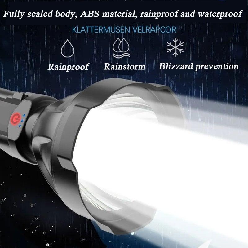 Rechargeable Adjustable USB LED Portable Rotary High Lumen Zoombale Super Strong Flashlight  Ultra-bright For Long-range  Outdoor  Camping Fishing Hiking Riding Walking Jogging Flashlight