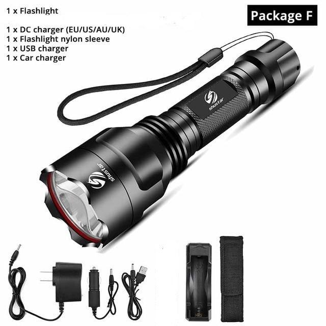Rechargeable Adjustable Zoomable Waterproof LED Flashlight Super bright LED Tactical Torch Flashlight For Night Riding Camping Hiking Hunting & Indoor Activities