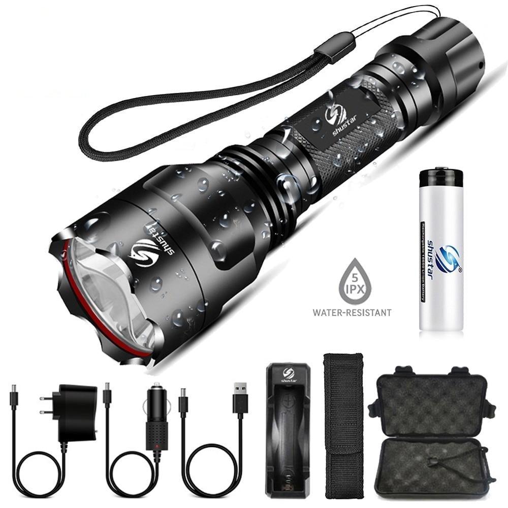 Rechargeable Adjustable Zoomable Waterproof LED Flashlight Super bright LED Tactical Torch Flashlight For Night Riding Camping Hiking Hunting & Indoor Activities