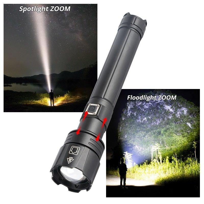 Rechargeable LED Flashlight High Lumen USB Ultra Bright Adjustable Powerful Zoomable Flashlight Water Resistant For  Daily Household and Outdoor Camping Hiking Riding Running
