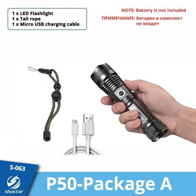 Rechargeable LED Flashlights Waterproof Hnadheld Super Bright High Lumens  Zoomable Powerful Lamp Bead Flashlight Torch For Outdoor & Indoor Camping Running Fishing Hiking Lamp