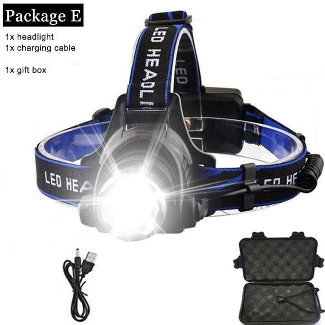 Rechargeable LED  Headlamps Ultra-bright High lumens Zoomable Waterproof LED Headlight Head Torch Flashlight Head Lamp For Fishing  Hands-Free Headlight