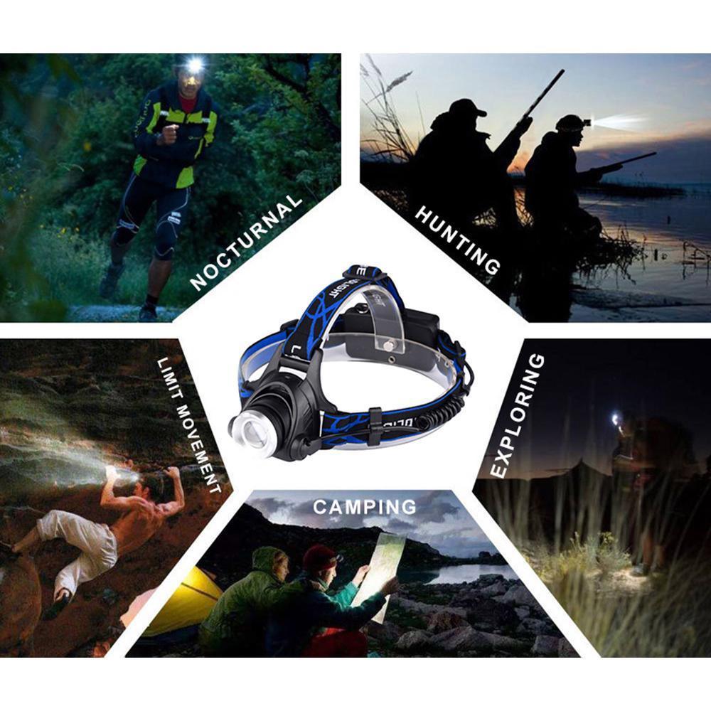Rechargeable LED  Headlamps Ultra-bright High lumens Zoomable Waterproof LED Headlight Head Torch Flashlight Head Lamp For Fishing  Hands-Free Headlight