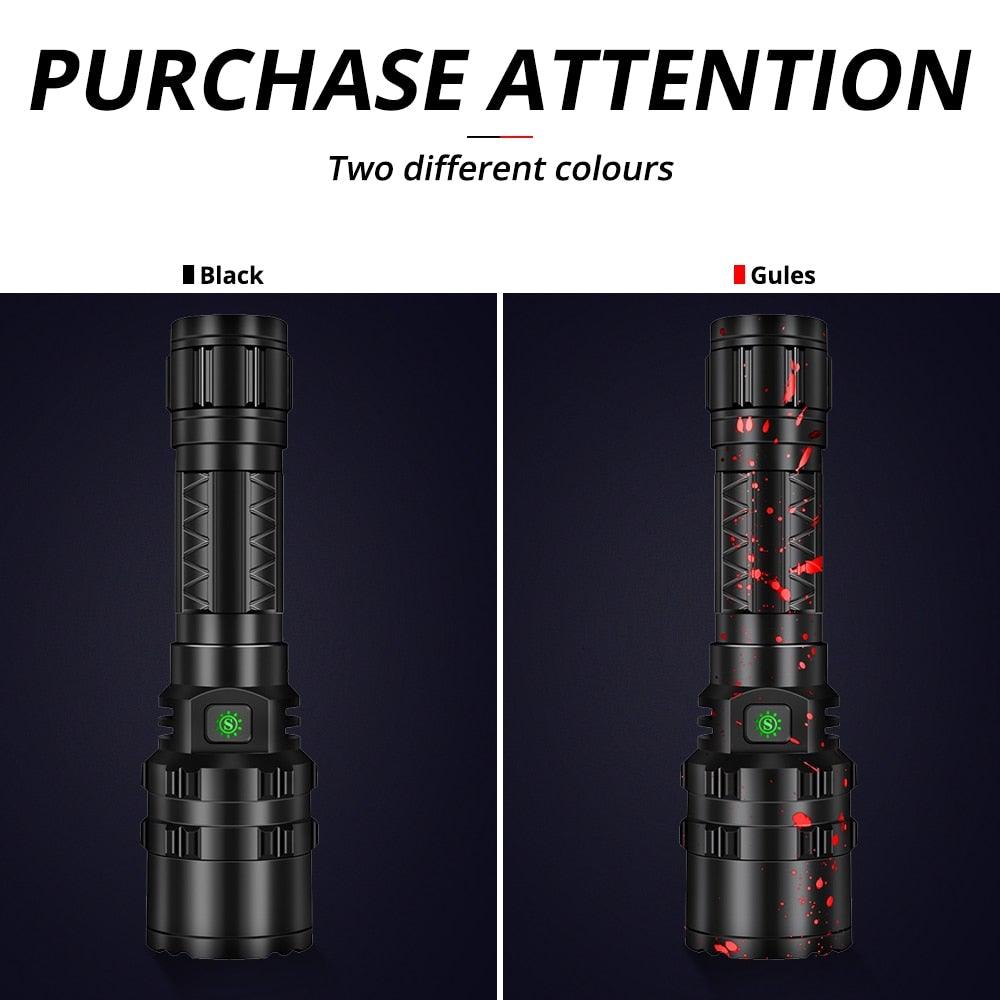 Rechargeable  LED Tactical Flashlights Waterproof Powerful High Lumen Super  Bright Power LED Aluminum Flashlight For Hiking Outdoor Camping Fishing Jogging Running HouseholdPowerful Light