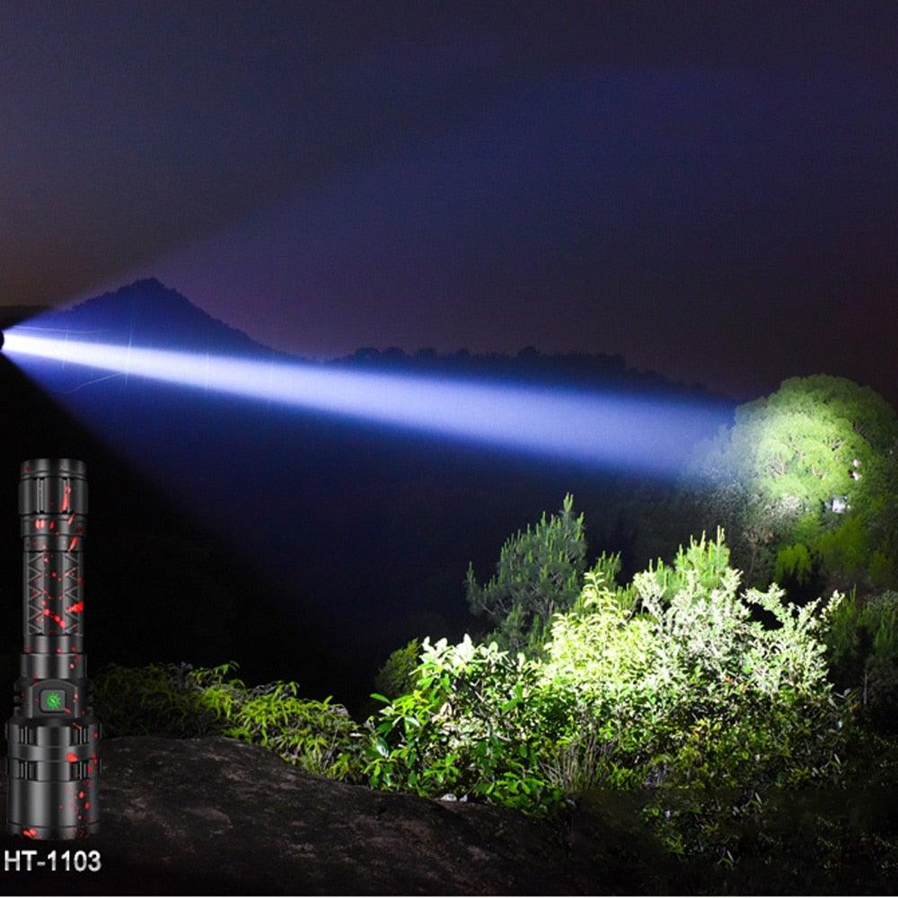 Rechargeable  LED Tactical Flashlights Waterproof Powerful High Lumen Super  Bright Power LED Aluminum Flashlight For Hiking Outdoor Camping Fishing Jogging Running HouseholdPowerful Light