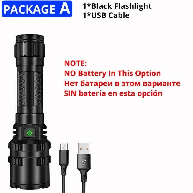 Rechargeable  LED Tactical Flashlights Waterproof Powerful High Lumen Super  Bright Power LED Aluminum Flashlight For Hiking Outdoor Camping Fishing Jogging Running HouseholdPowerful Light