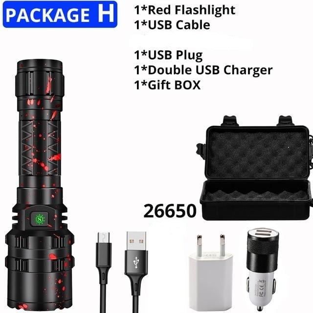 Rechargeable  LED Tactical Flashlights Waterproof Powerful High Lumen Super  Bright Power LED Aluminum Flashlight For Hiking Outdoor Camping Fishing Jogging Running HouseholdPowerful Light