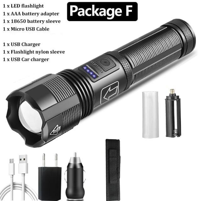 Rechargeable Tactical Flashlight USB LED High Quality Zoomable Torchlight High Lumen Super Bright Flashlight Waterproof Flashlight For Outdoor  Best Camping Hiking Riding Flashlight