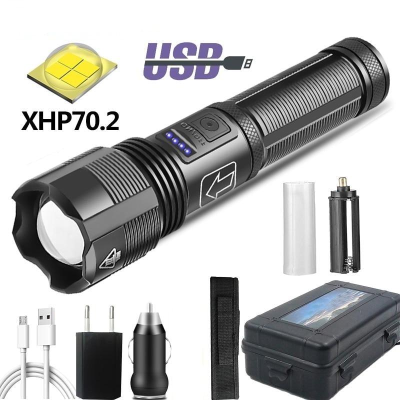 Rechargeable Tactical Flashlight USB LED High Quality Zoomable Torchlight High Lumen Super Bright Flashlight Waterproof Flashlight For Outdoor  Best Camping Hiking Riding Flashlight
