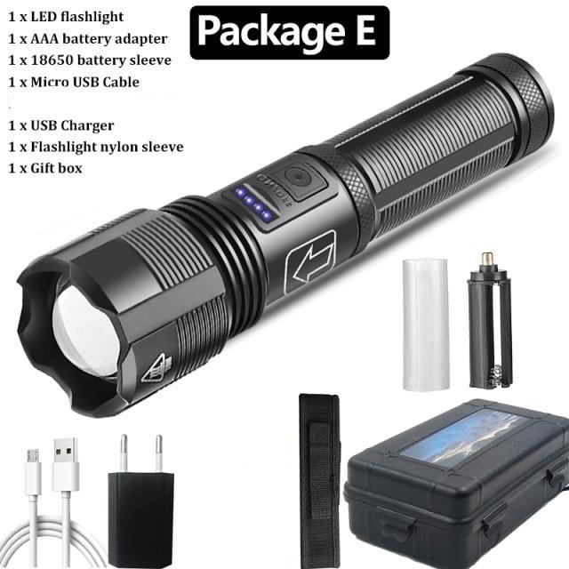 Rechargeable Tactical Flashlight USB LED High Quality Zoomable Torchlight High Lumen Super Bright Flashlight Waterproof Flashlight For Outdoor  Best Camping Hiking Riding Flashlight