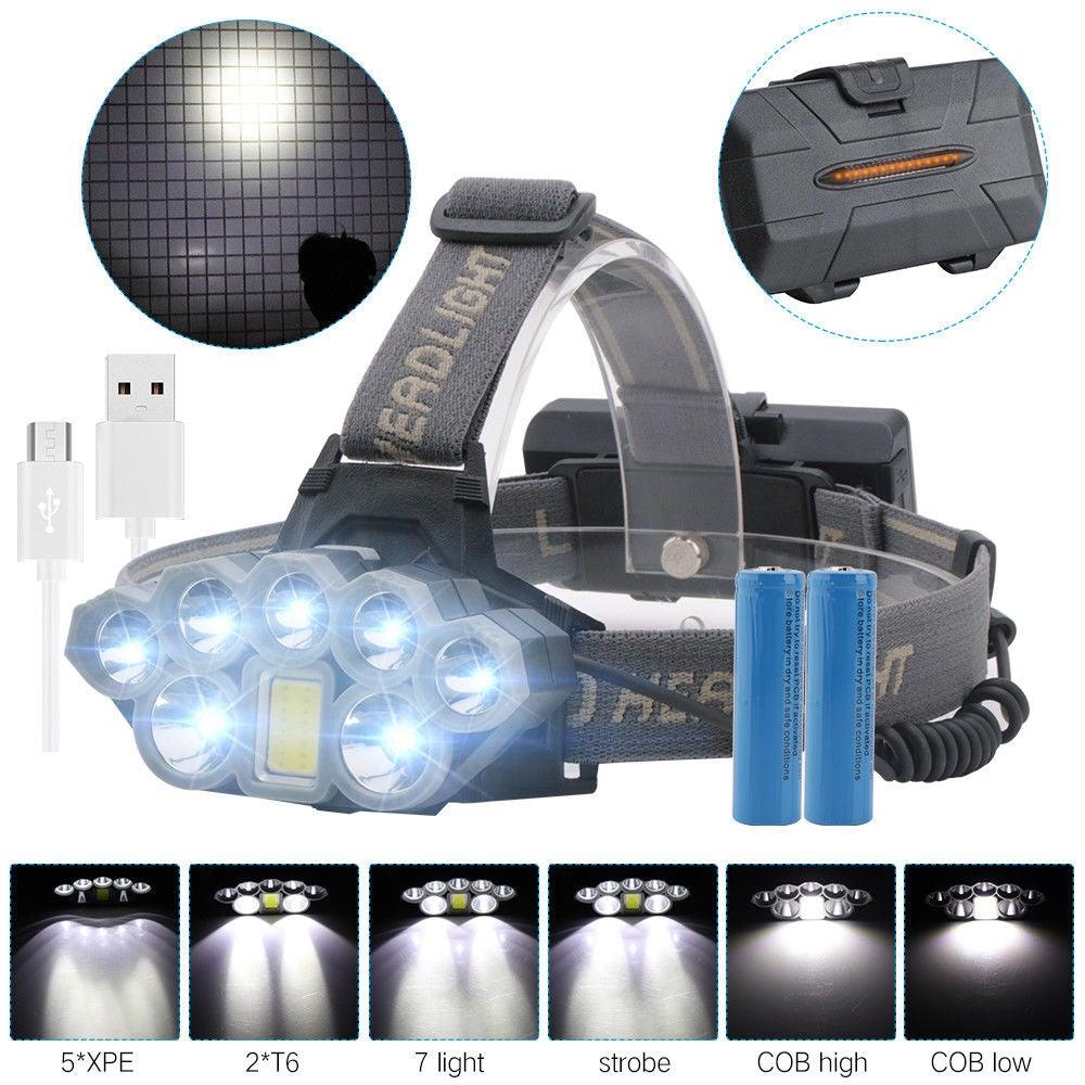 Rechargeable Ultra Bright Headlamp LED High Lumen   Headlamp USB Waterproof Flashlight Outdoor Camping 6 Modes Headlight For Outdoor Camping Cycling Running Fishing.