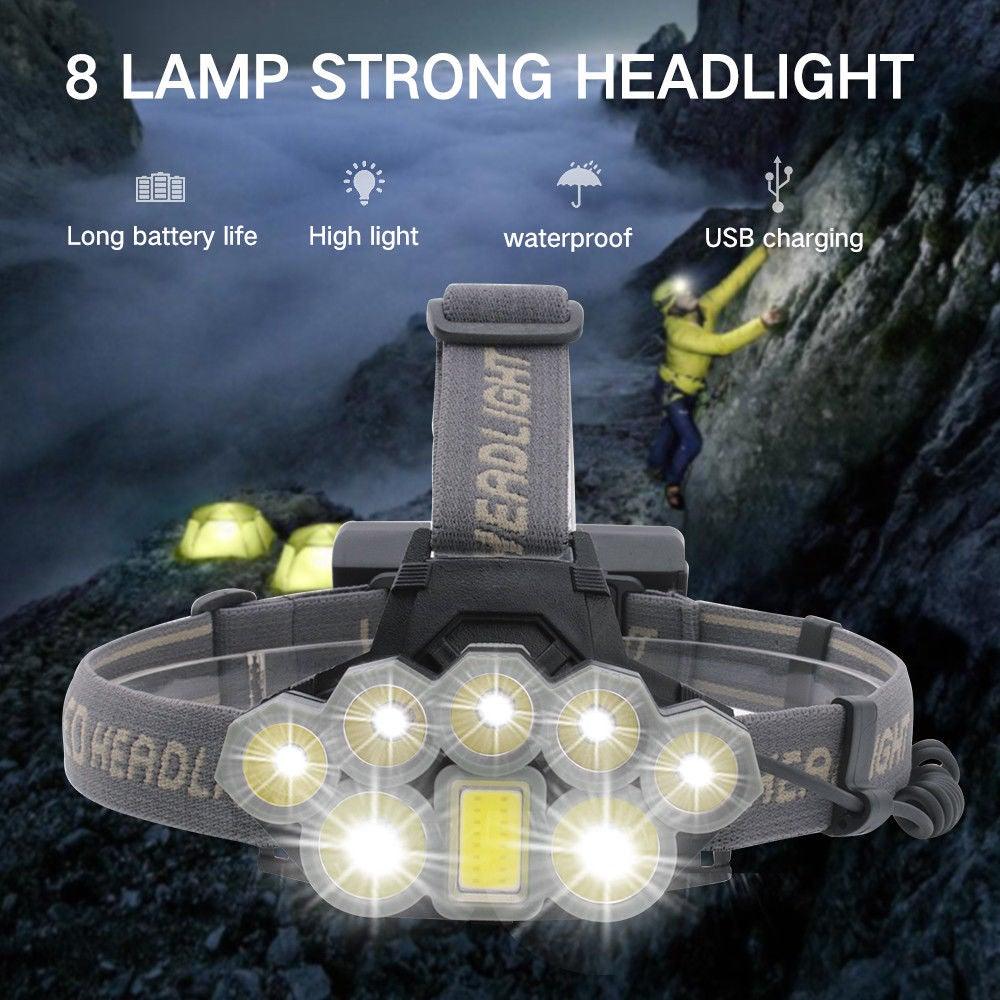 Rechargeable Ultra Bright Headlamp LED High Lumen   Headlamp USB Waterproof Flashlight Outdoor Camping 6 Modes Headlight For Outdoor Camping Cycling Running Fishing.