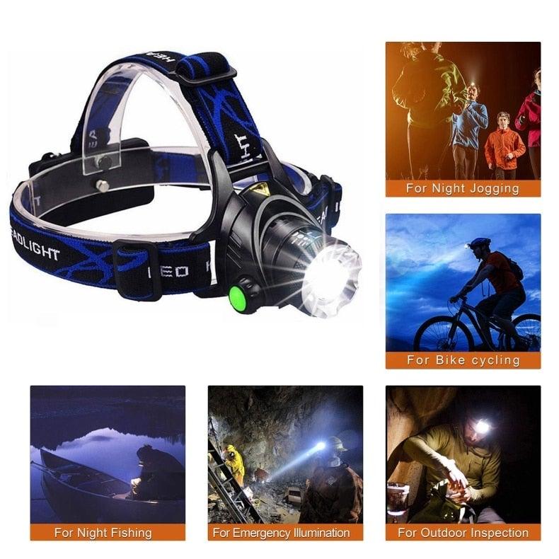 Rechargeable Ultra-bright High Lumen LED Headlamp Hands-Free USB Zoomable Headlight Waterproof  Super Bright Head Lights For Fishing Camping Hiking Riding JoggingTorch Flashlight