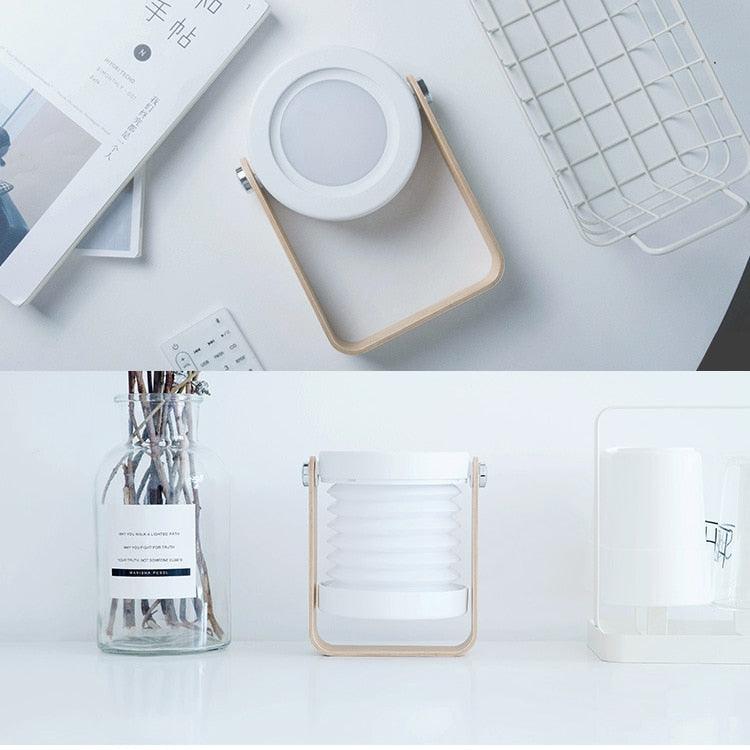 Retractable Bedroom Bedside Reading Light Folding Led Desk Lamp Wooden Handle Portable Lantern Light For Camping Emergency Lamps Decorative Table Lamp Cute Study Lamps for Bedroom Décor