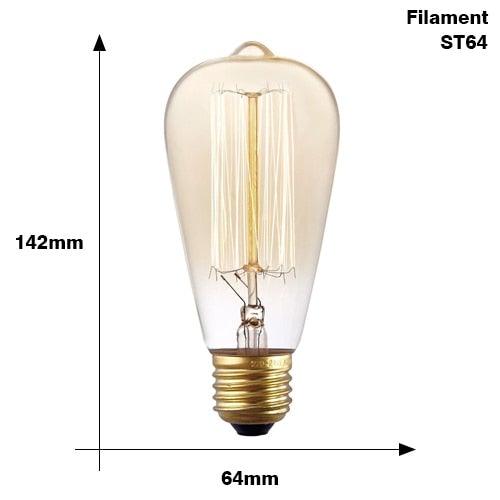Retro Edison Bulb ST64 A19 T45 G80 G95 G125 Incandescent Light Bulb E27 220V 40W filament bulb lighting tubes Edison