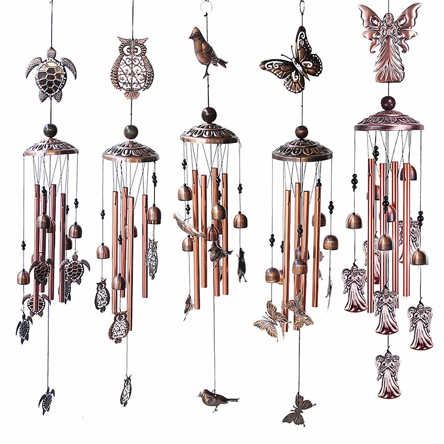Retro Metal Romantic Wind Catcher Animal Wind Chime Iron Art Wind Bell Tubes Aluminum Tubes Hanging Art Wind Bell Gift Hanging Pendant Ornament For Home Xmas Mom Gifts Festival Balcony Garden Decoration