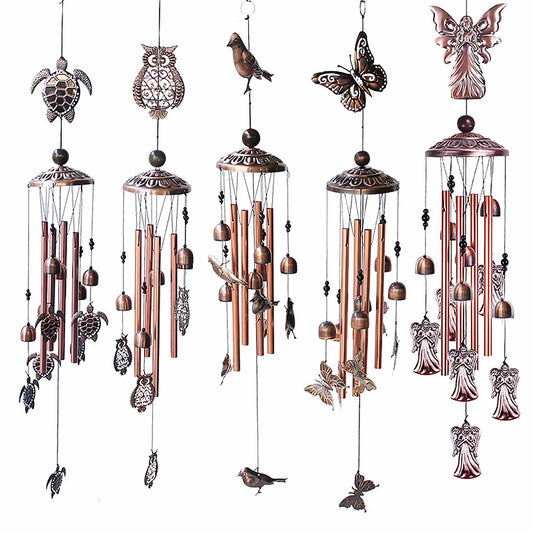 Retro Metal Romantic Wind Catcher Animal Wind Chime Iron Art Wind Bell Tubes Aluminum Tubes Hanging Art Wind Bell Gift Hanging Pendant Ornament For Home Xmas Mom Gifts Festival Balcony Garden Decoration