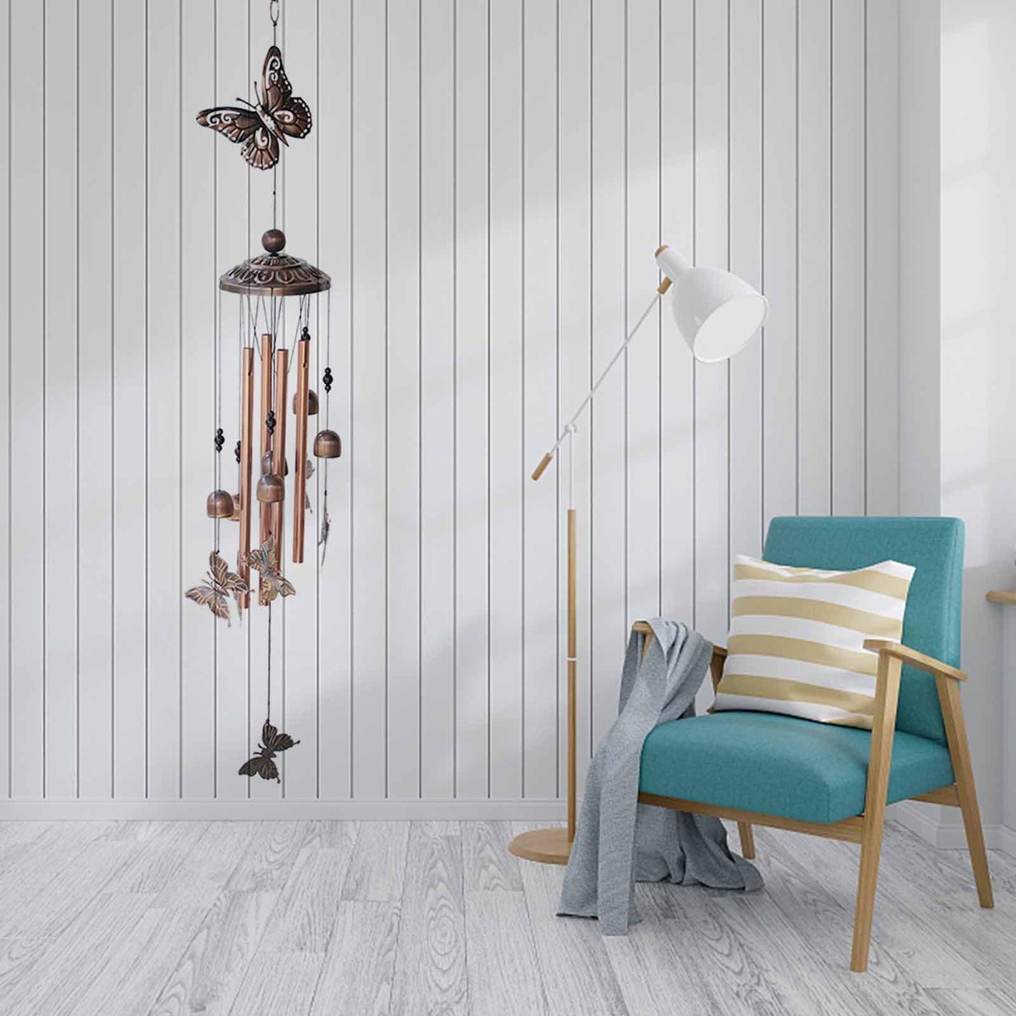 Retro Metal Romantic Wind Catcher Animal Wind Chime Iron Art Wind Bell Tubes Aluminum Tubes Hanging Art Wind Bell Gift Hanging Pendant Ornament For Home Xmas Mom Gifts Festival Balcony Garden Decoration