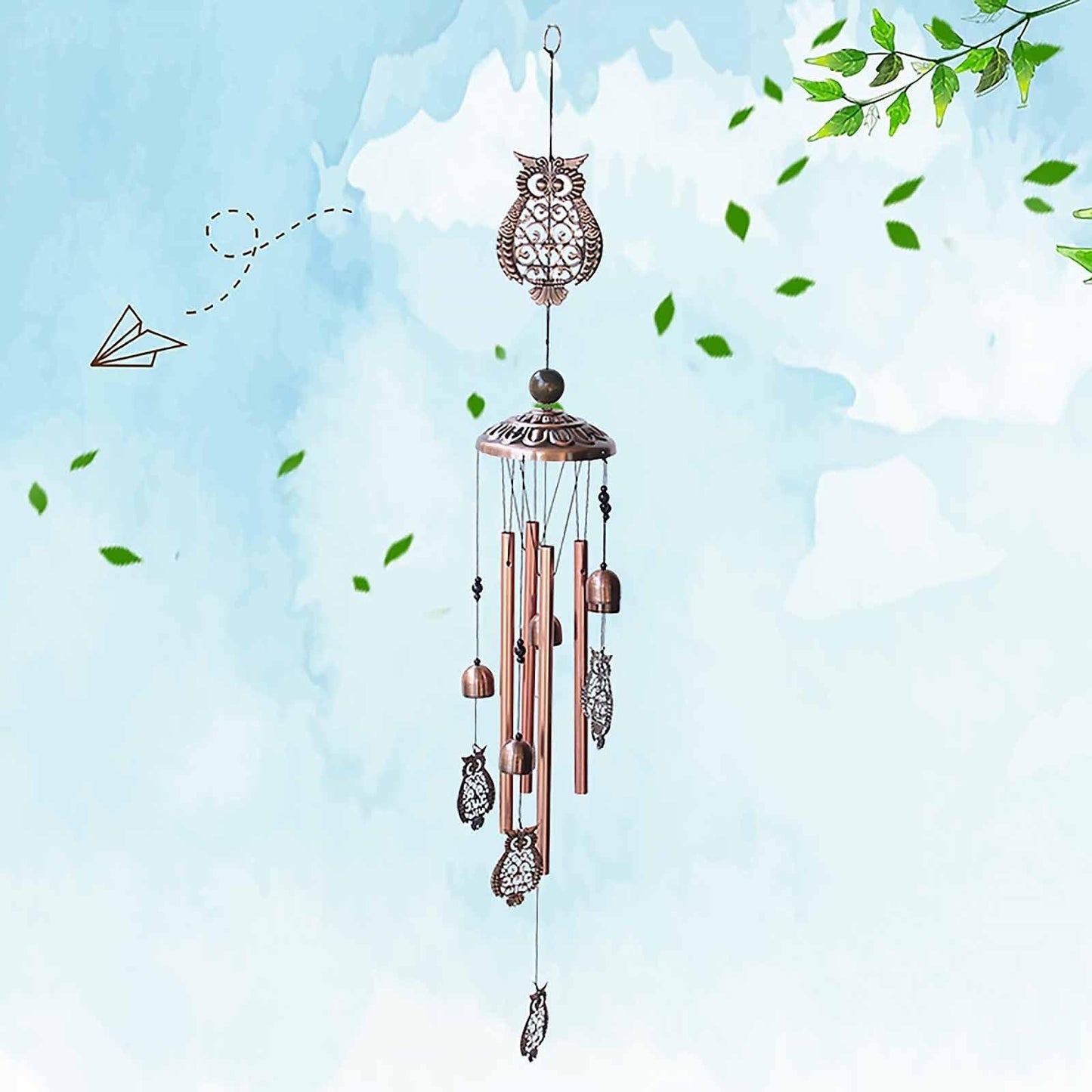 Retro Metal Romantic Wind Catcher Animal Wind Chime Iron Art Wind Bell Tubes Aluminum Tubes Hanging Art Wind Bell Gift Hanging Pendant Ornament For Home Xmas Mom Gifts Festival Balcony Garden Decoration