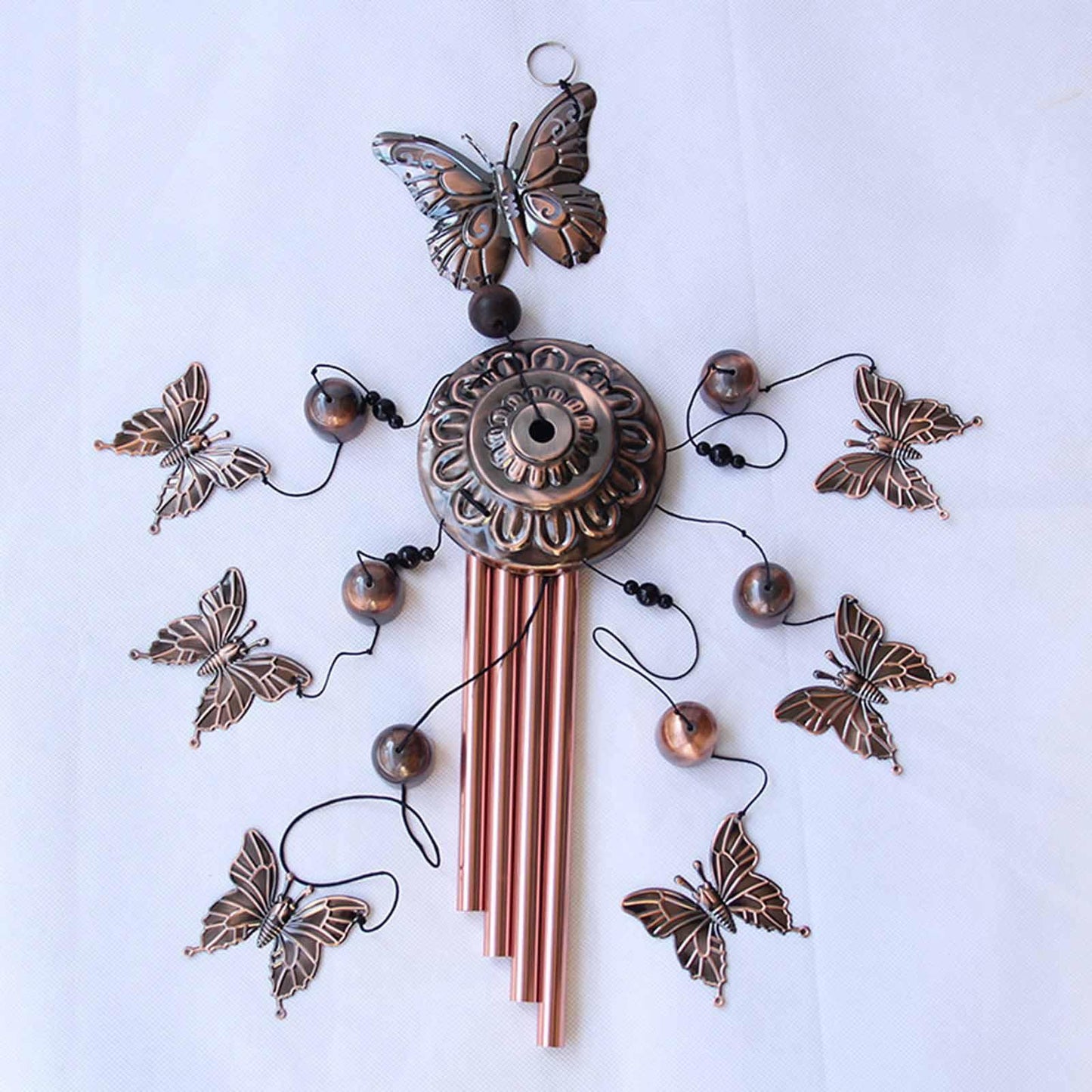 Retro Metal Romantic Wind Catcher Animal Wind Chime Iron Art Wind Bell Tubes Aluminum Tubes Hanging Art Wind Bell Gift Hanging Pendant Ornament For Home Xmas Mom Gifts Festival Balcony Garden Decoration