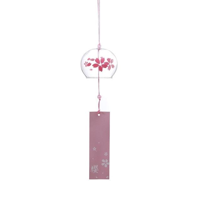 Romantic Cherry Wind Bells Japanese Wind Bell Japan Wind Chimes Handmade Glass Pendant Furin Home Decors Spa Kitchen Office Decor Birthday Gift Outdoor or Indoor Home Decors