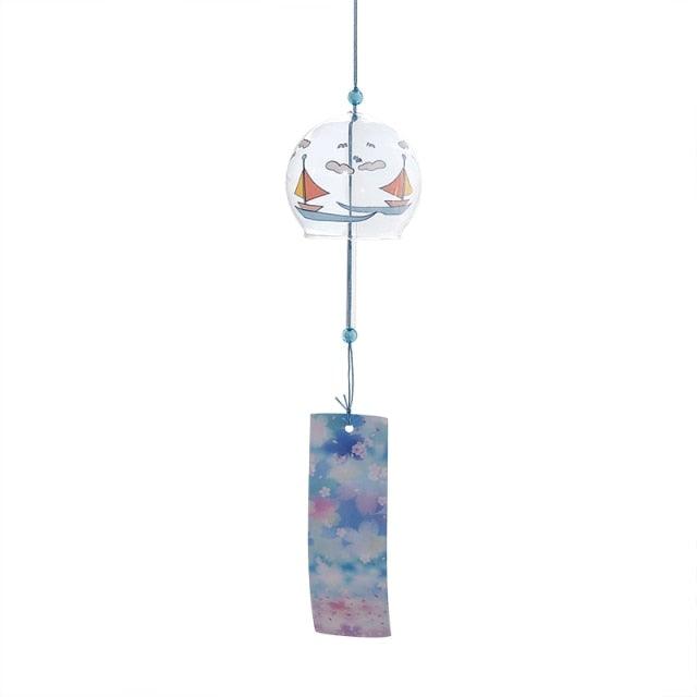 Romantic Cherry Wind Bells Japanese Wind Bell Japan Wind Chimes Handmade Glass Pendant Furin Home Decors Spa Kitchen Office Decor Birthday Gift Outdoor or Indoor Home Decors