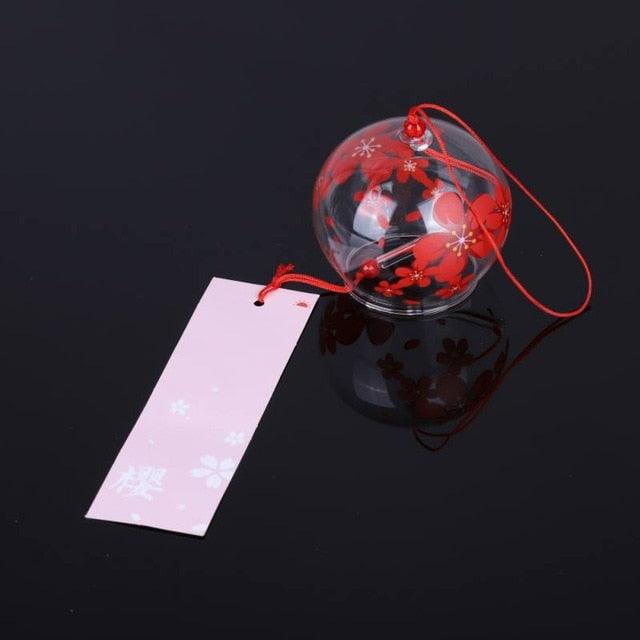 Romantic Cherry Wind Bells Japanese Wind Bell Japan Wind Chimes Handmade Glass Pendant Furin Home Decors Spa Kitchen Office Decor Birthday Gift Outdoor or Indoor Home Decors
