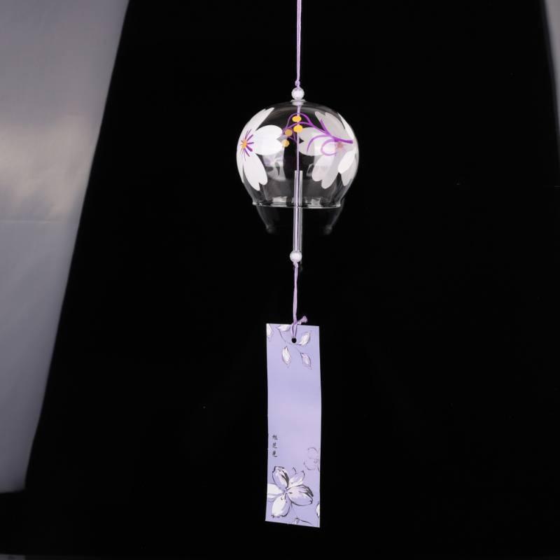 Romantic Cherry Wind Bells Japanese Wind Bell Japan Wind Chimes Handmade Glass Pendant Furin Home Decors Spa Kitchen Office Decor Birthday Gift Outdoor or Indoor Home Decors