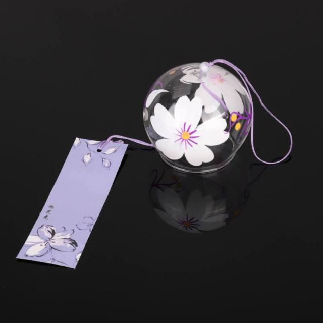 Romantic Cherry Wind Bells Japanese Wind Bell Japan Wind Chimes Handmade Glass Pendant Furin Home Decors Spa Kitchen Office Decor Birthday Gift Outdoor or Indoor Home Decors