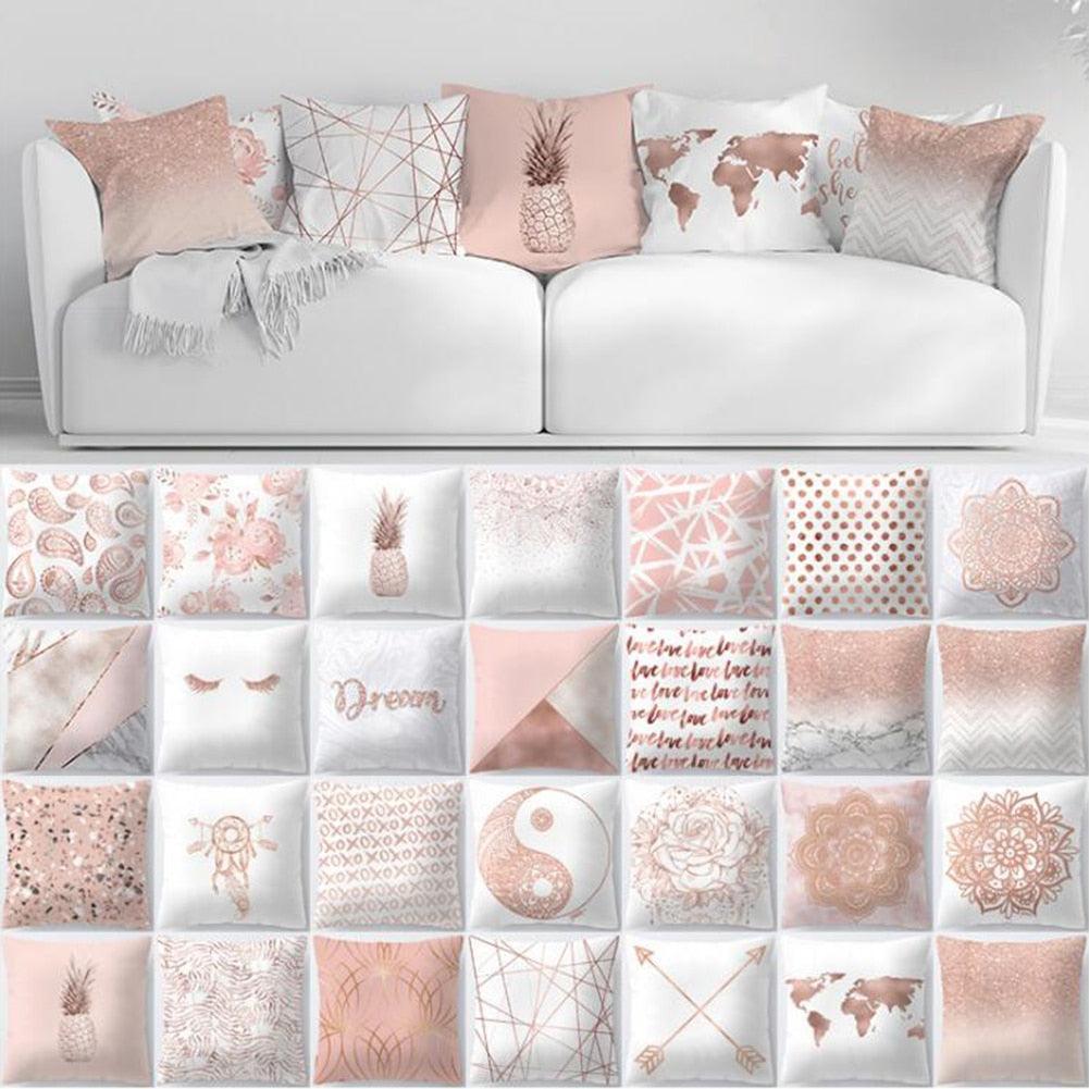 Rose Gold Beautiful Pillow Cover Cushion Home Decorative Colorful Print Cozy Pillow Cases Pineapple Pink Cushion Cover