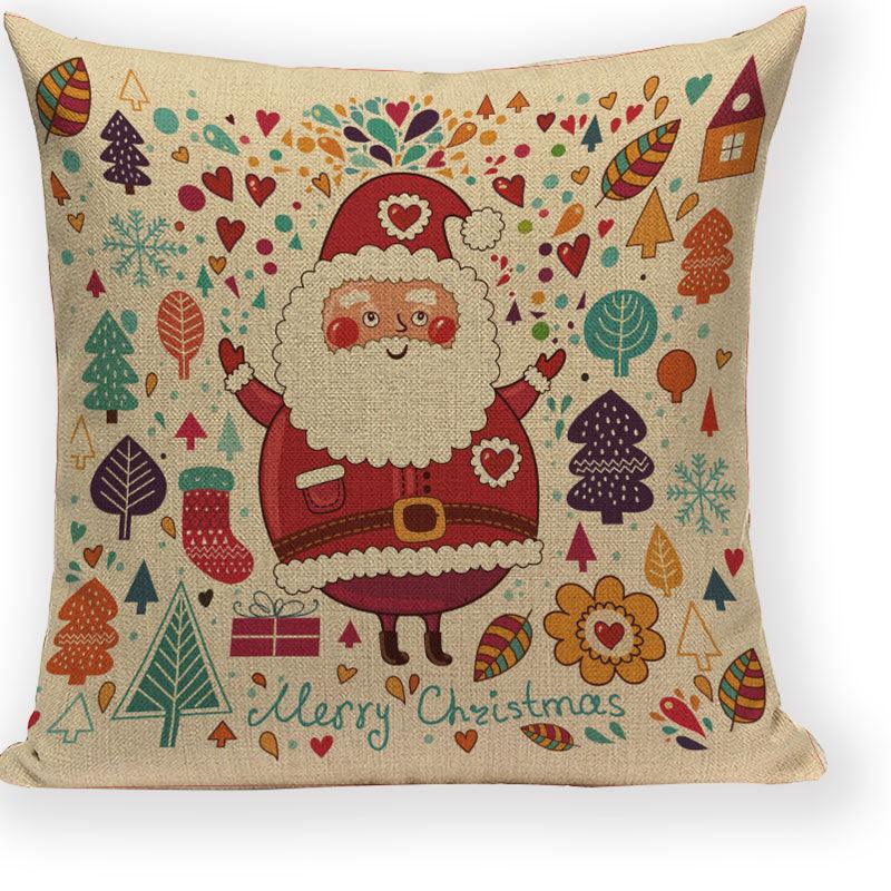 Santa Claus Happy Christmas Cute Deer Decorative Merry Christmas Throw Cushion Covers Tree Reindeer Star Pillow Case For Party Home Decoration Navidad Gift Bed Throw Pillows Case 45x45CM