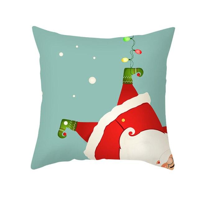 Santa Pillowcase Happy New Year 2022 Merry Christmas Gifts Xmas Decor Christmas 1PCS Pillow Case Sofa Decorative Santa Claus Xmas Throw Pillowcase Cotton Linen Square Cushion Pillow Covers For Home Cushion Cover 45x45CM