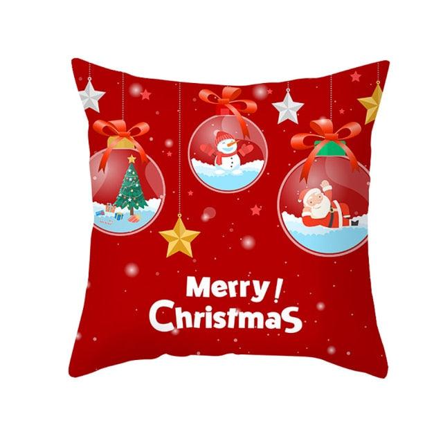 Santa Pillowcase Happy New Year 2022 Merry Christmas Gifts Xmas Decor Christmas 1PCS Pillow Case Sofa Decorative Santa Claus Xmas Throw Pillowcase Cotton Linen Square Cushion Pillow Covers For Home Cushion Cover 45x45CM