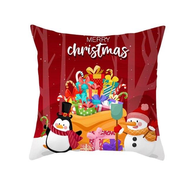 Santa Pillowcase Happy New Year 2022 Merry Christmas Gifts Xmas Decor Christmas 1PCS Pillow Case Sofa Decorative Santa Claus Xmas Throw Pillowcase Cotton Linen Square Cushion Pillow Covers For Home Cushion Cover 45x45CM
