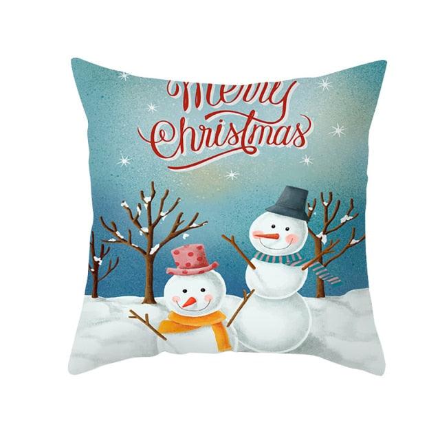 Santa Pillowcase Happy New Year 2022 Merry Christmas Gifts Xmas Decor Christmas 1PCS Pillow Case Sofa Decorative Santa Claus Xmas Throw Pillowcase Cotton Linen Square Cushion Pillow Covers For Home Cushion Cover 45x45CM