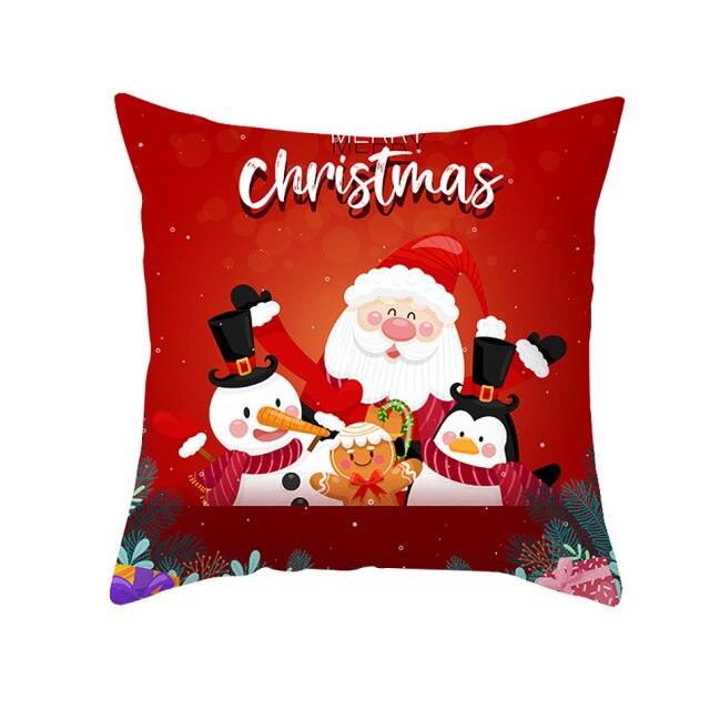 Santa Pillowcase Happy New Year 2022 Merry Christmas Gifts Xmas Decor Christmas 1PCS Pillow Case Sofa Decorative Santa Claus Xmas Throw Pillowcase Cotton Linen Square Cushion Pillow Covers For Home Cushion Cover 45x45CM