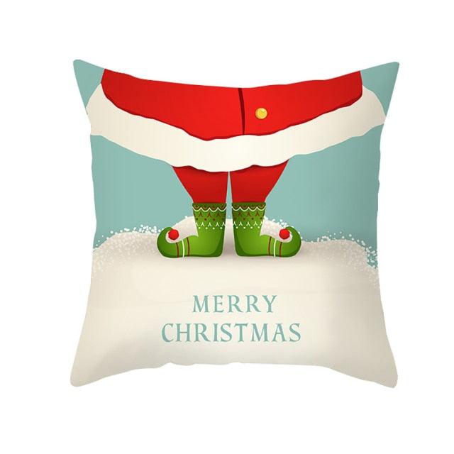Santa Pillowcase Happy New Year 2022 Merry Christmas Gifts Xmas Decor Christmas 1PCS Pillow Case Sofa Decorative Santa Claus Xmas Throw Pillowcase Cotton Linen Square Cushion Pillow Covers For Home Cushion Cover 45x45CM