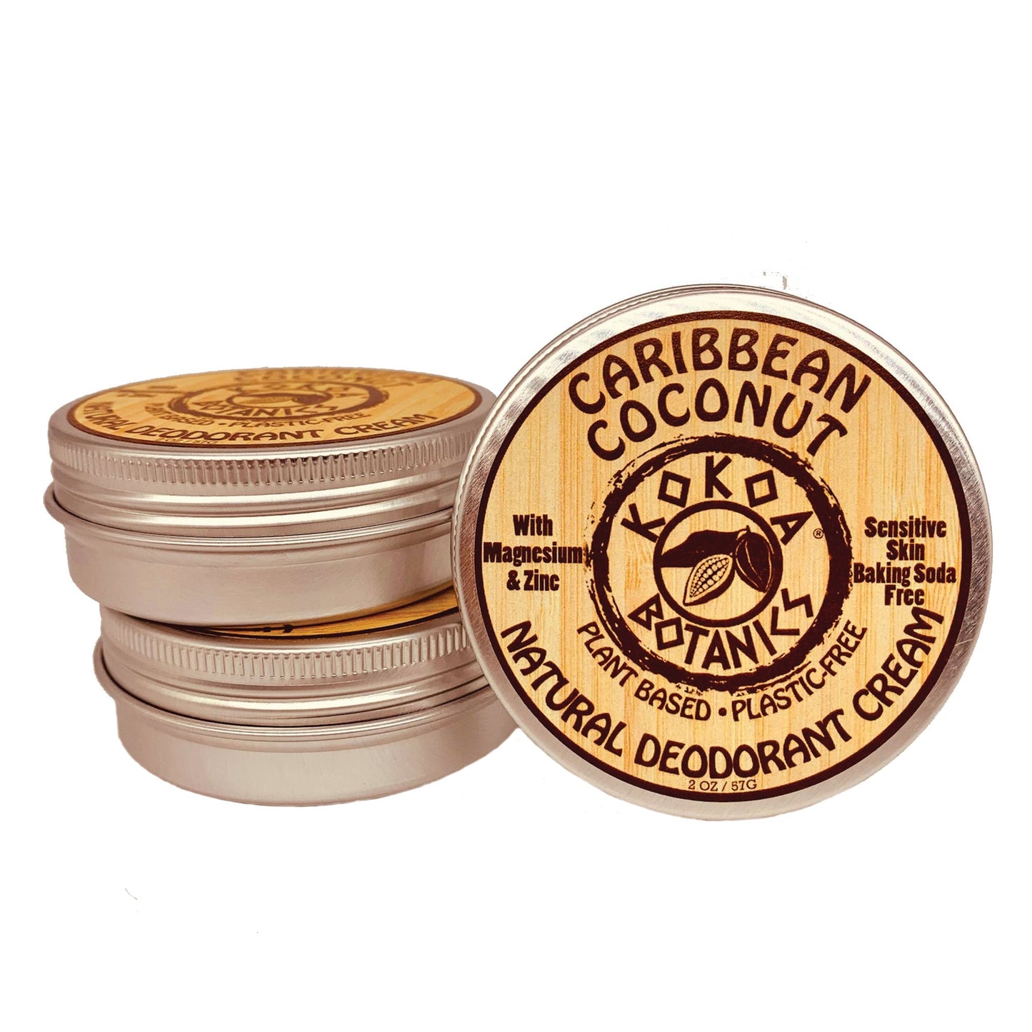 CARIBBEAN COCONUT - Natural Deodorant Cream - Sensitive Skin - Baking Soda Free  - 2.5 oz