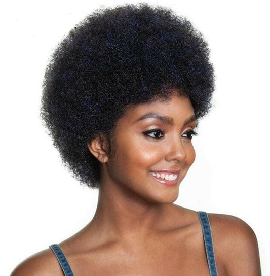Short Afro Curly Human Hair Full Machine Wigs for Women 150% Density Short Hair Pixie Cut Wig Remy Human Hair Afro Wig For Black Women Gifts for Girlfriends