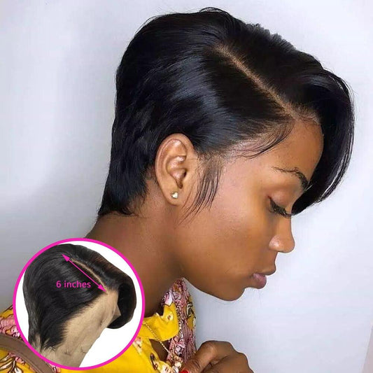 Short Pixie Cut Wig Transparent Lace Human Hair Wigs For Women Straight Frontal Wig Side Part Bob Wig Short Lace Part Wigs For Black Women Gifts for Girlfriends