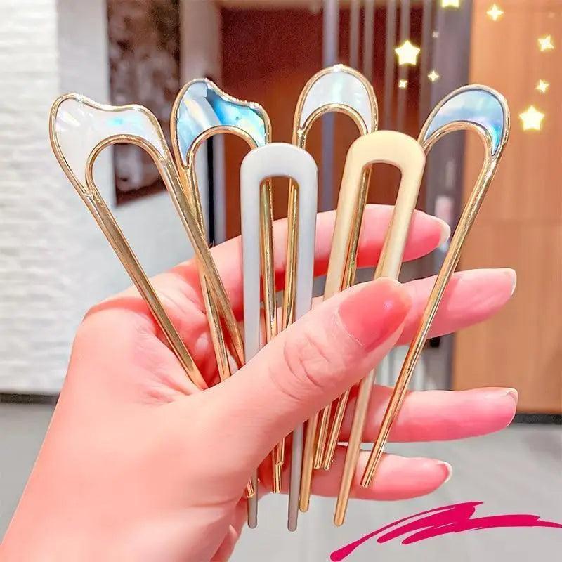 Simple Women Hair Stick Vintage Hair Clip Hairstyle U Shape Design Hairpin Girl Ponytail Hair Accessories
