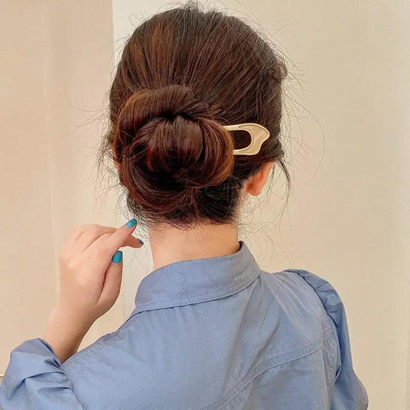 Simple Women Hair Stick Vintage Hair Clip Hairstyle U Shape Design Hairpin Girl Ponytail Hair Accessories