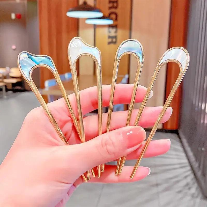 Simple Women Hair Stick Vintage Hair Clip Hairstyle U Shape Design Hairpin Girl Ponytail Hair Accessories