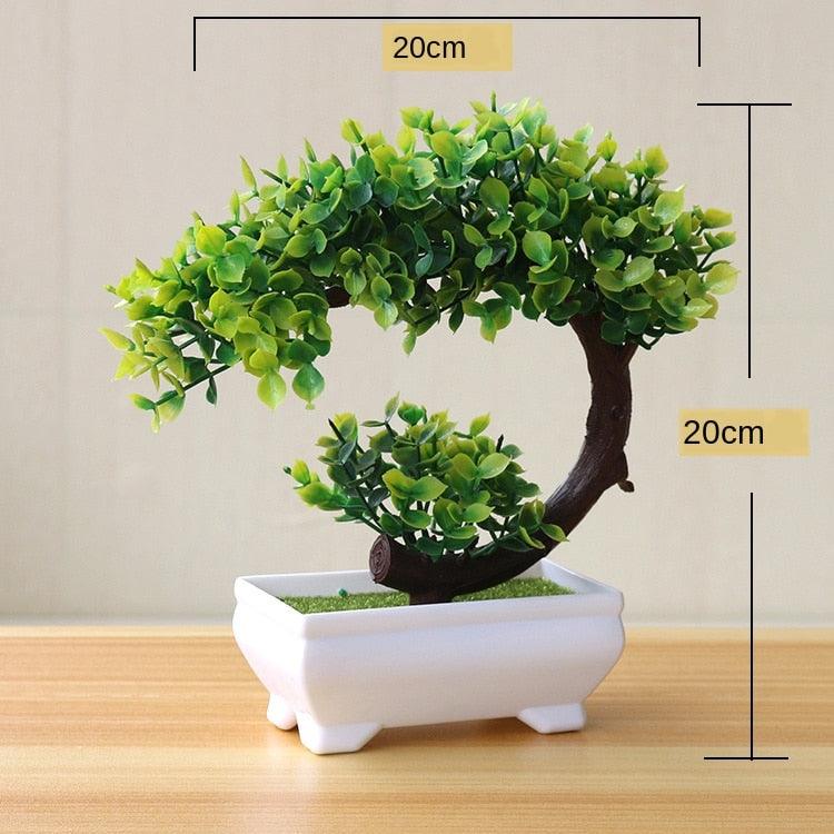 Small Green Artificial Pot Decor Bonsai Green Fake Flowers Potted Ornaments for Home Garden Decor Party Hotel Decor