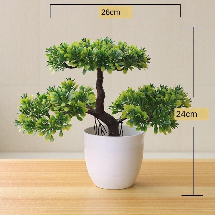 Small Green Artificial Pot Decor Bonsai Green Fake Flowers Potted Ornaments for Home Garden Decor Party Hotel Decor