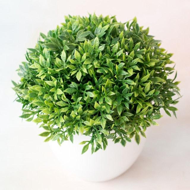 Small Green Artificial Pot Decor Bonsai Green Fake Flowers Potted Ornaments for Home Garden Decor Party Hotel Decor