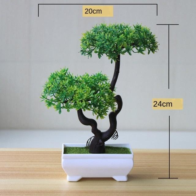Small Green Artificial Pot Decor Bonsai Green Fake Flowers Potted Ornaments for Home Garden Decor Party Hotel Decor