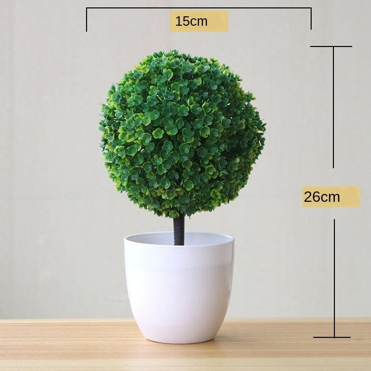 Small Green Artificial Pot Decor Bonsai Green Fake Flowers Potted Ornaments for Home Garden Decor Party Hotel Decor