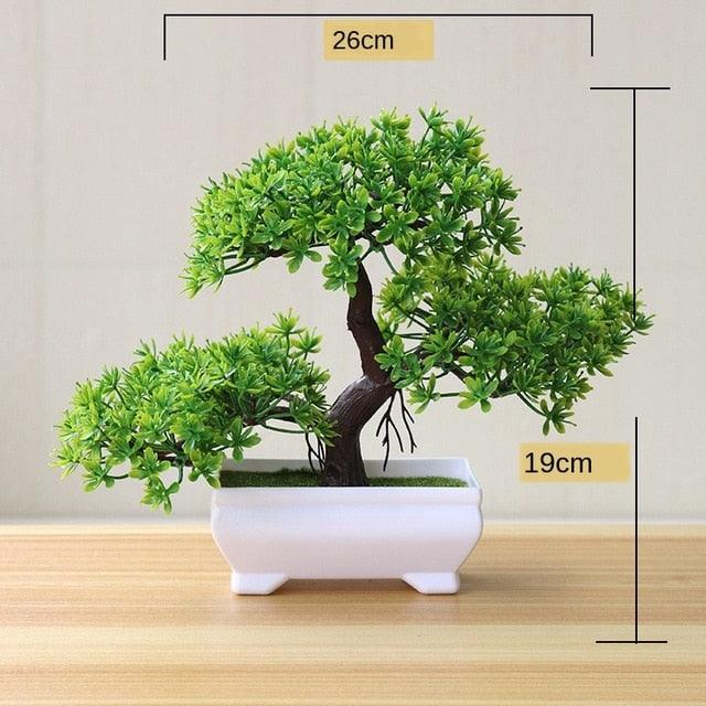 Small Green Artificial Pot Decor Bonsai Green Fake Flowers Potted Ornaments for Home Garden Decor Party Hotel Decor